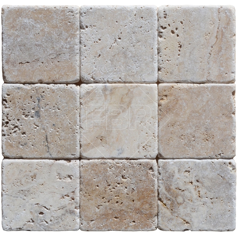 4x4 Philadelphia Tumbled Travertine Tile (3/8) | FBR Marble | PAVERS