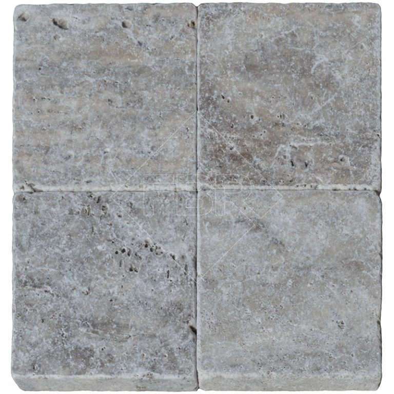 6x6 Silver Tumbled Travertine Paver 3cm Fbr Marble Pavers Pool Copings Wall Panels 